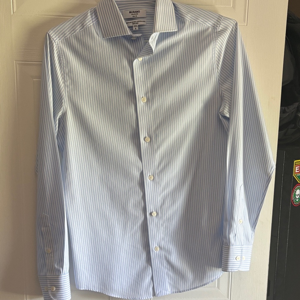 Milano Blue Dress Shirt Classic Long-Sleeve